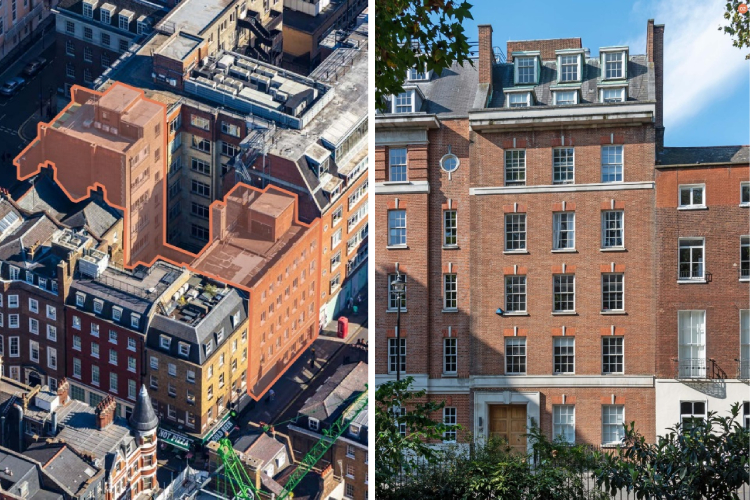 The linked West End properties are 35 Soho Square and 13-14 Dean Street.